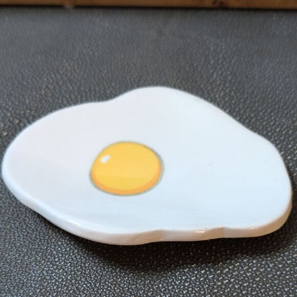Egg-Inspired Ceramic Dish Spoon Rest Signed Palmer - Picture 3 of 9